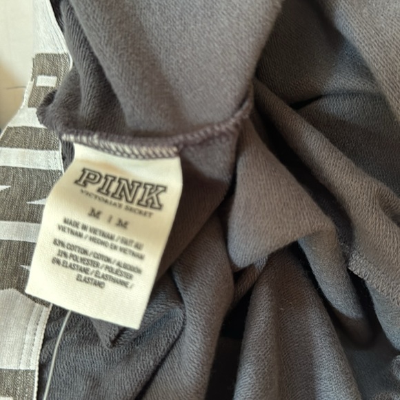 PINK Gym Pant Gray Elastic Cuffs & Waistband with Drawstring White Graphics - Picture 10 of 10